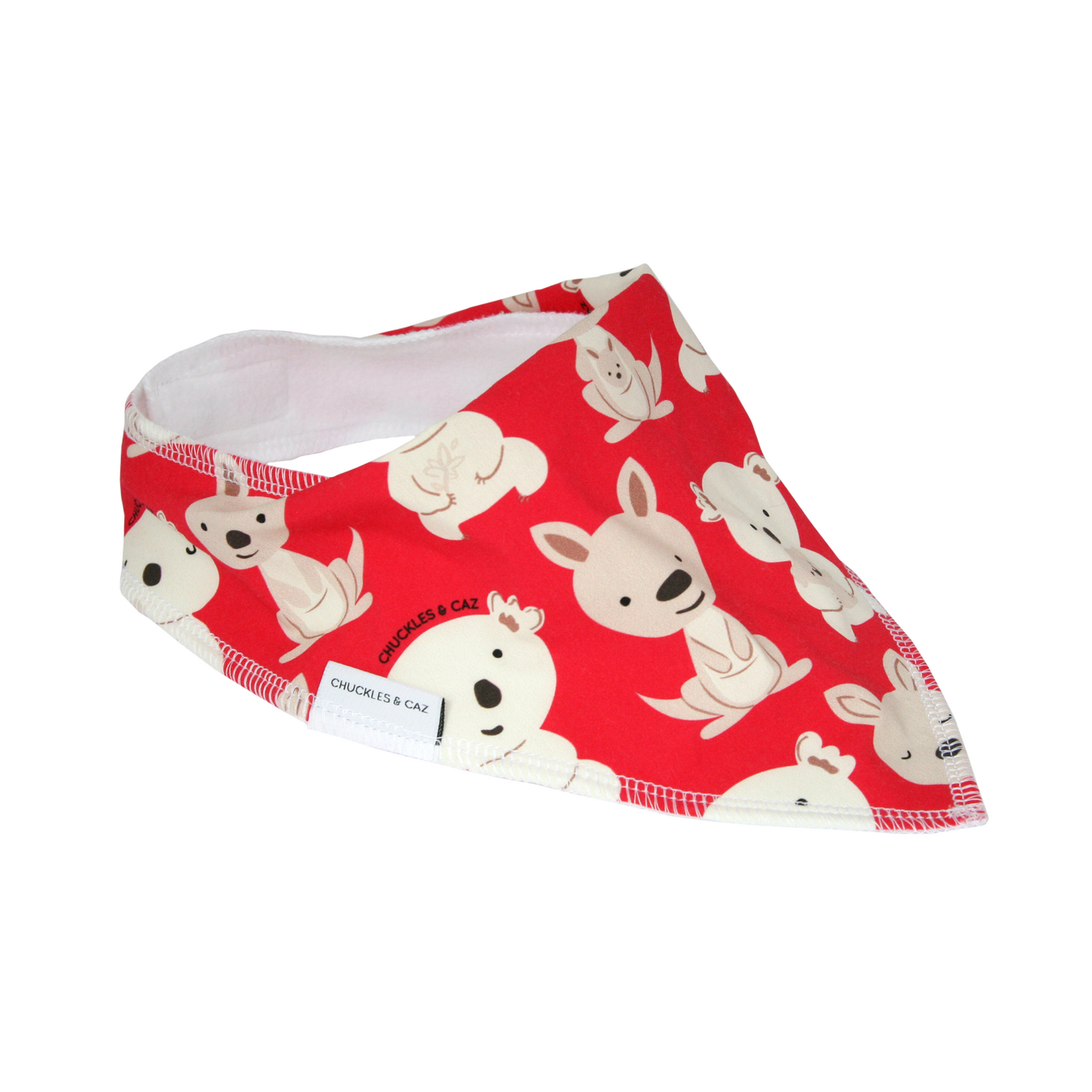 Chuckles and Caz baby bib pink koala side view